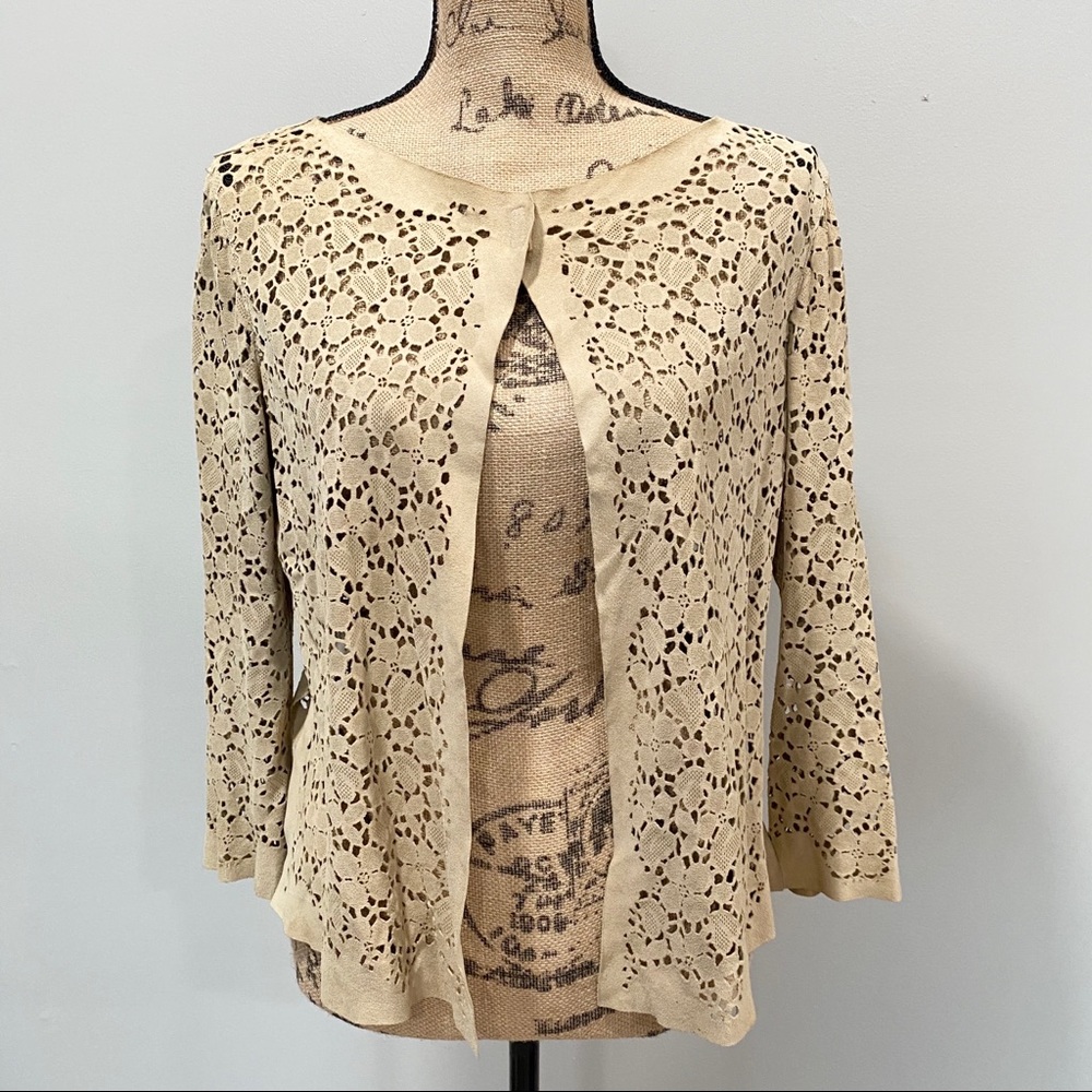 Armani Collection 70s VTG Floral Cutout Cardigan